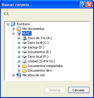 Vista previa del cuadro de diálogo para Seleccionar carpeta de Windows mediante el Api SHBrowseForFolder
