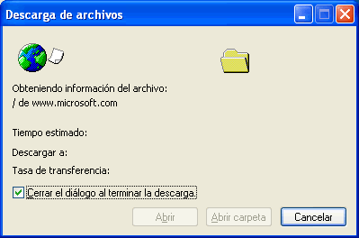 dialogo de descarga de archivos de windows