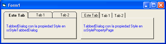 Vista previa del uso de la propiedad style del control TabbedDialog