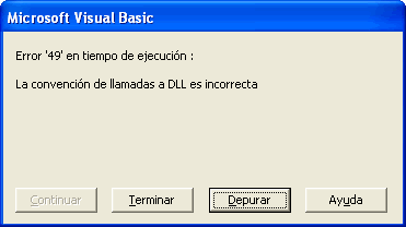 diálogo de error de error de visual basic