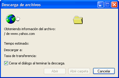 Vista previa del cuadro de diálogo de windows para descargar archivo de internet.
