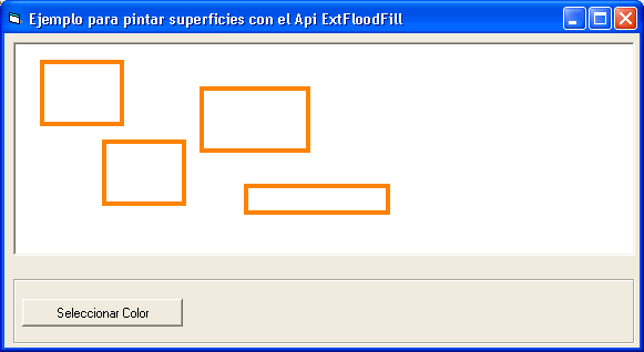 Vista del Ejemplo utilizando el Api extFloodFill para pintar superficies