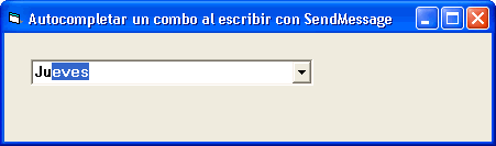 Ejemplo para desplegar las coincidencias de los elementos de un control combo a medida que se escribe usando sendmessage