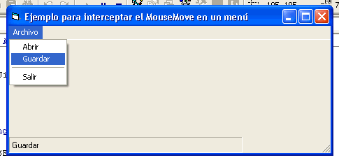 Vista del ejemplo que permite mediante un HOOK recuperar el Item de un menu