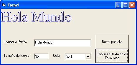 dibujar texto en un formulario mediante el Api
