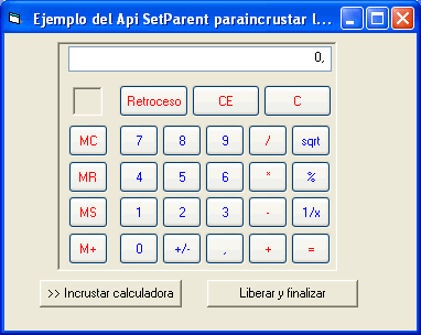 vista de la calculadora de windows incrustada en el control picturebox