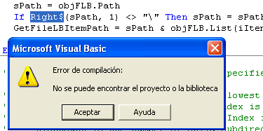 error de visual basic por que falta la referencia