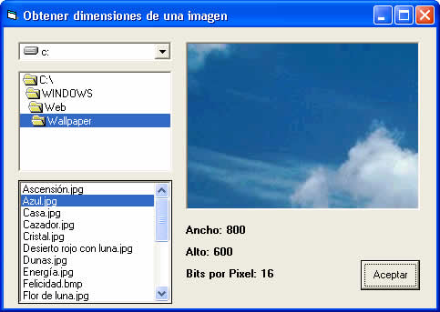 saber las dimensiones de una imagen con el api - ancho, alto en pixeles y profundidad de colores