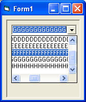 vista del combo con el scrollbar horizontal