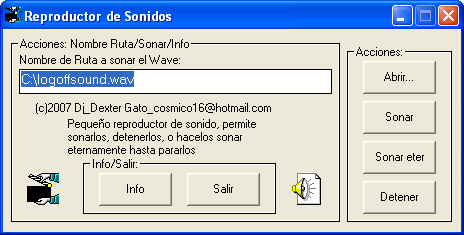 formulario para reproducir el wav con sndplaysound