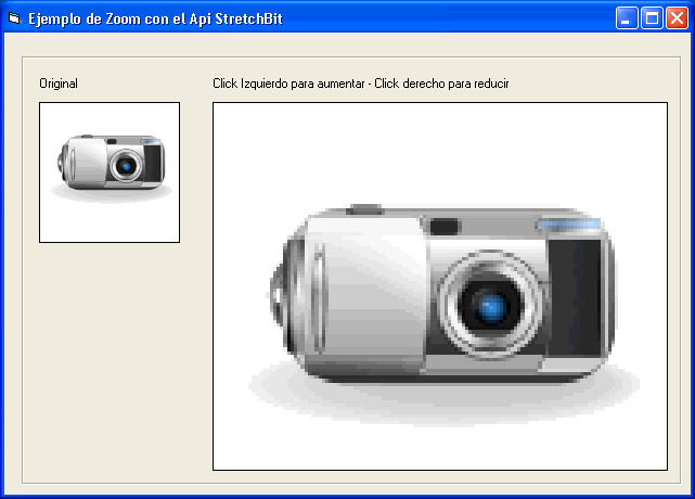 Ejemplo en que muestra como hacer un Zoom en Visual Basic usando el Api de windows StretchBit