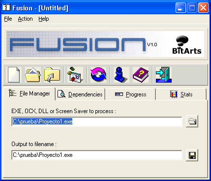 vista de la pantalla para agregar el archivovbp para incluir el ejecutable en el proyecto