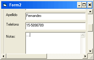 vista previa del formulario con las barras de scroll