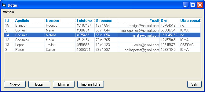 vista previa del formulario