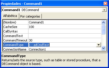propiedades del comando