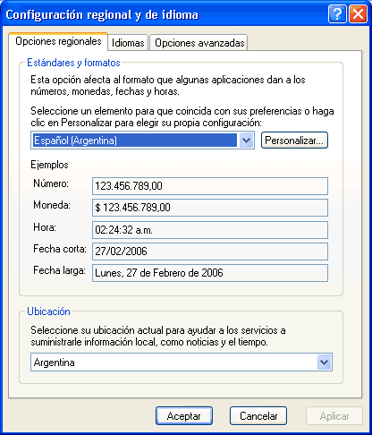 cuadro configuración regional de windows - abrirlo mediante el shell