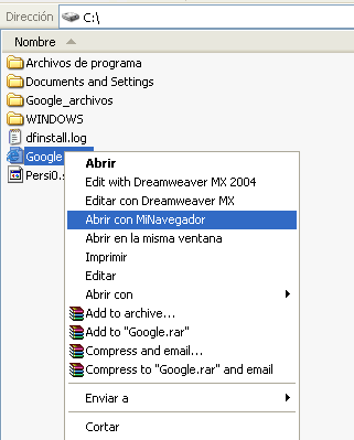menu contextual de windows