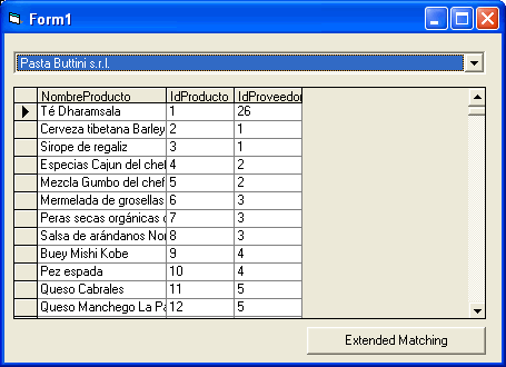 vista del formulario para poder usar el control datacombo y poder autocompletar al escribir