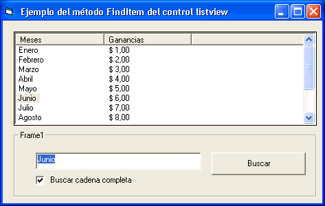 vista pervia del formualrio de ejemplo para buscr contenido dentro de un control ListView