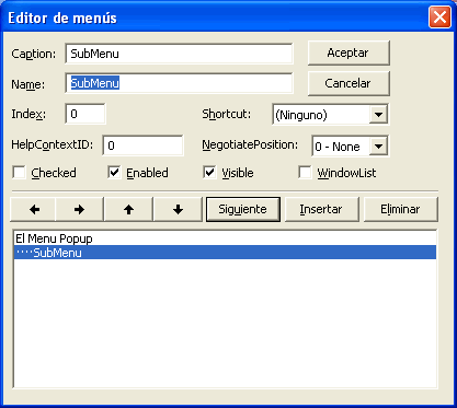 vista del editor de vb con el nombre del submenu
