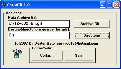 vista previa del formulario para separa gifs