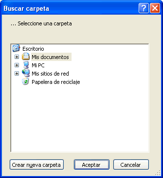 vista del cuadro de diálogo de windows