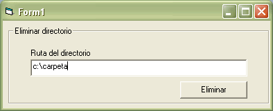 imagen del formulario para liminar carpetas en visual basic con Microsoft scripting runtime