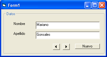 vista del formulario de ejemplo para guardar datos encriptados en una base access