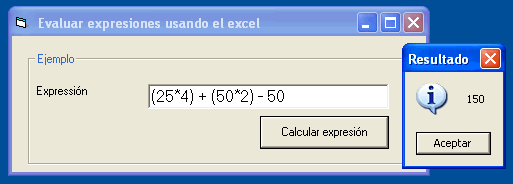 vista del formulario de ejemplo para evaluar expresiones como strings usando la referencia a microsoft excel