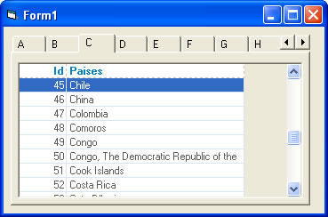 vista previa del formulario con el tabstrip y los datos filtrados