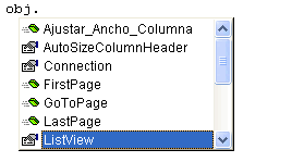 lista de los métodos , propiedades del módulo de clase para paginar el Listview