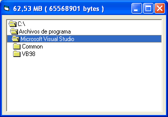 vista del formulario de ejemplo para visualizar el tamaño del directorio elegido en el drivelistbox