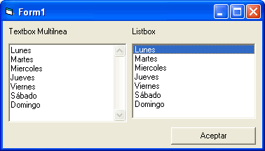 formulario con los controles