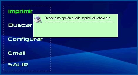 vista del proyecto para descargar que utiliza el tooltiptext con gráficos o íconos para las opciones