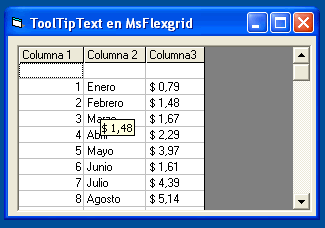 vista del formulario con el flexgrid y el tooltiptext