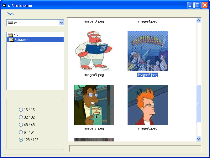 vista del explorador de imagenes usando el control listView