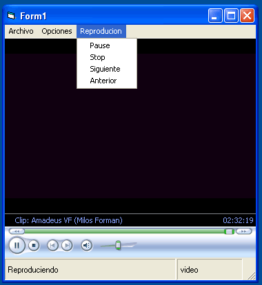 formulario con el windows media player