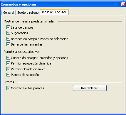 vista de la ventana de comandos y opciones para configurar el control chart