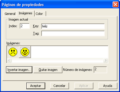 Vista previa de las imagágenes del ImageList que se enlazará con el control Imagecombo
