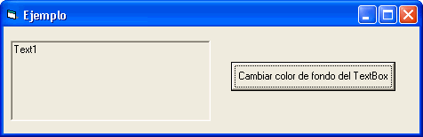 Vista del ejemplo para cambiar el color de fondo de un textbox