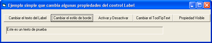 Ejemplo simple de como cambiar algunos aspectos principales de un Label control