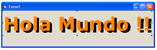 vista del formulario con los controles para hacer el texto con efecto de sombra
