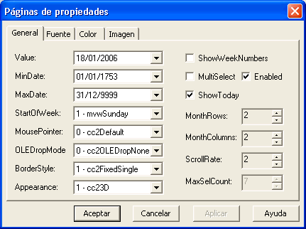 vista previa de la página de propiedaes del Month view