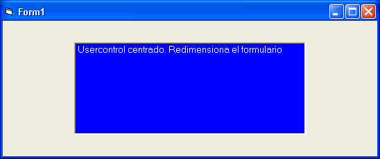 vista del ejemplo para centrar el ocx en el formulario que lo contiene