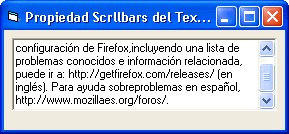 Propiedad Scrollbar - Barras de desplazamiento para los controles de texto