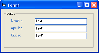 vista del formulario de ejemplo para crearle un borde de color a los textbox del formulario