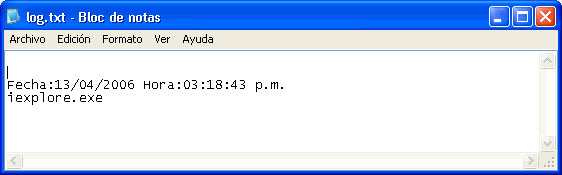 Vista previa del archivo log