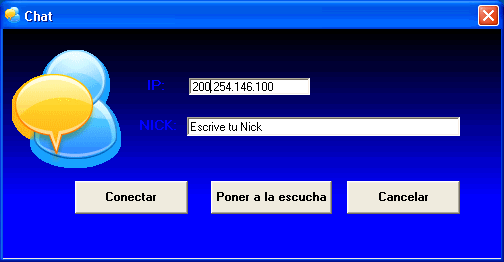 Vista previa del programa de chat - formulario servidor que pone a la escucha de una conexión