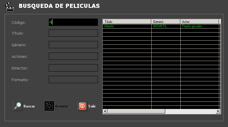 Formulario de b&uacute;squeda de datos