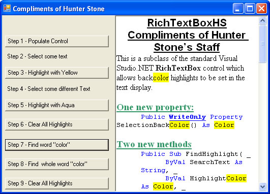 vista previa del proyecto en ,net para hacer resalte de color en un richtextbox